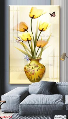 Chi tiết file tranh tráng gương File tranh bình hoa B2251 (ảnh gốc)