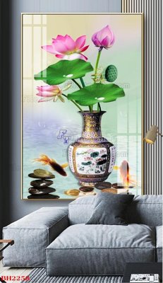 Tải file gốc in lụa File tranh bình hoa B2258 siêu nét