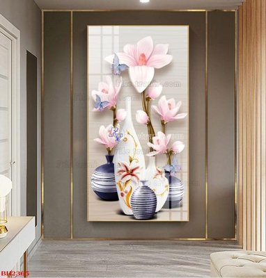 File tranh File tranh bình hoa B2365 (bản gốc) in lụa 5D