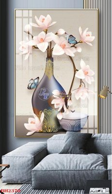 File in trần File tranh bình hoa B2370 (bản gốc) bầu trời