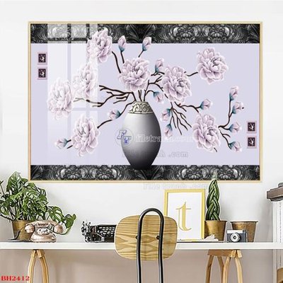 File gốc File tranh bình hoa B2412 (in tráng gương) nghệ thuật