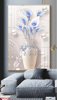 File in mica File tranh bình hoa B2422 (bản gốc) làm vách ngăn