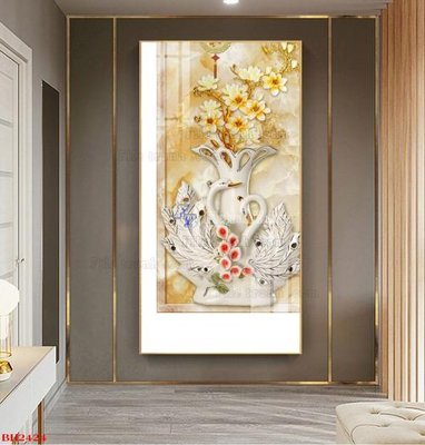 File gốc File tranh bình hoa B2424 (in tráng gương) sang trọng