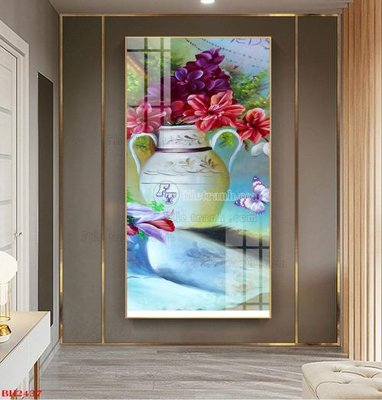 File gốc File tranh bình hoa B2437 (in 3D) cho trang trí