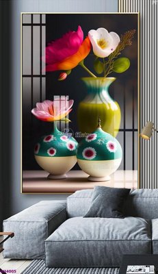 File in lụa File tranh bình hoa 5D hoa đẹp BH4005 (tân cổ điển) File tranh bình hoa 5D hoa đẹp BH4005