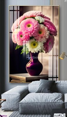 File tranh File tranh bình hoa 5D hoa đẹp BH4022 (ảnh gốc) in trần 3D