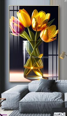 File gốc File tranh bình hoa 5D hoa đẹp BH4034 (phong cách) châu Âu