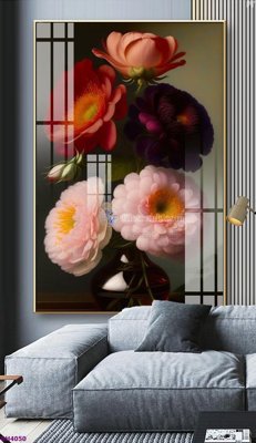 Download file File tranh bình hoa 5D hoa đẹp BH4050 (gốc) in mica bàn thờ