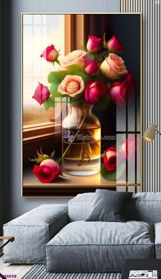File gốc File tranh bình hoa 5D hoa đẹp BH4058 (phiên bản chuẩn) để in ấn