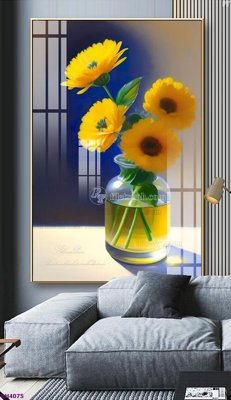 File gốc File tranh bình hoa 5D hoa đẹp BH4075 (in lụa) cao cấp