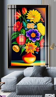File ảnh File tranh bình hoa 5D hoa đẹp BH4080 (gốc) cho trang trí nhà hàng