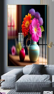 File gốc File tranh bình hoa 5D hoa đẹp BH4082 (in mica) trang trí