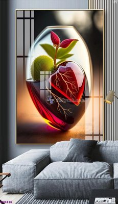 File tranh File tranh bình hoa 5D hoa đẹp BH4116 (bản gốc) in lụa 3D