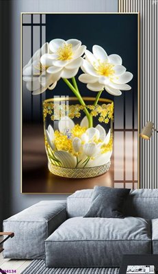 File ảnh File tranh bình hoa 5D hoa đẹp BH4134 (gốc) in PP, decal