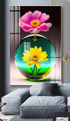 File tranh File tranh bình hoa 5D hoa đẹp BH4148 (file gốc) chuẩn màu in