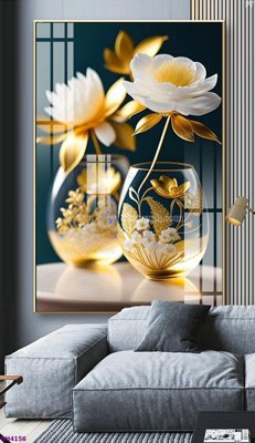 File tranh in mica File tranh bình hoa 5D hoa đẹp BH4156 (độ phân giải cao)