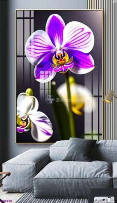 File gốc File tranh bình hoa 5D hoa đẹp BH4159 (in lụa) hoa văn cổ điển