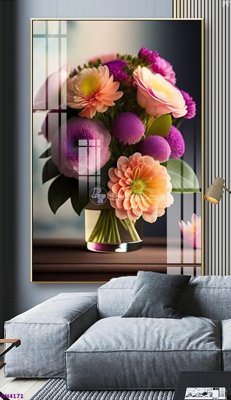 Download file File tranh bình hoa 5D hoa đẹp BH4171 (gốc) in mica ốp bếp