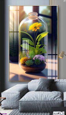 File tranh gốc File tranh bình hoa 5D hoa đẹp BH4180 (bản quyền) độc đáo