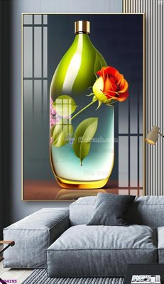 File tranh gốc File tranh bình hoa 5D hoa đẹp BH4195 (bản quyền) độc đáo