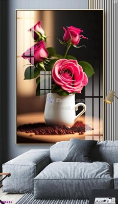 File tranh gốc File tranh bình hoa 5D hoa đẹp BH4211 (bản quyền) file PSD