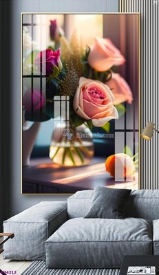 File gốc File tranh bình hoa 5D hoa đẹp BH4212 (cho in ấn) độc quyền