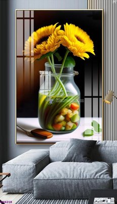 File gốc File tranh bình hoa 5D hoa đẹp BH4218 (ảnh chi tiết) để in trần