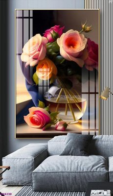 File tranh File tranh bình hoa 5D hoa đẹp BH4230 (gốc) in vải canvas