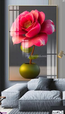 File tranh File tranh bình hoa 5D hoa đẹp BH4249 (gốc) in trên kính
