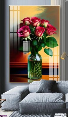 File gốc File tranh bình hoa 5D hoa đẹp BH4260 (in lụa) hoa văn cổ điển