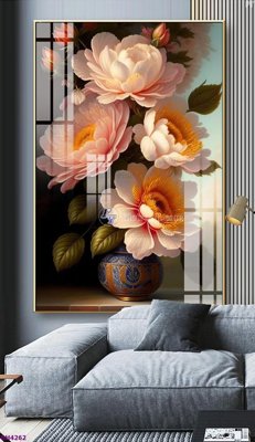 File gốc File tranh bình hoa 5D hoa đẹp BH4262 (chuẩn màu) cho in offset