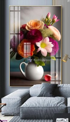 File gốc File tranh bình hoa 5D hoa đẹp BH4270 (in tráng gương) hiện đại