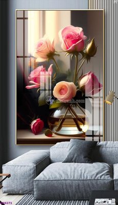 File in trần File tranh bình hoa 5D hoa đẹp BH4271 (file gốc) xuyên sáng