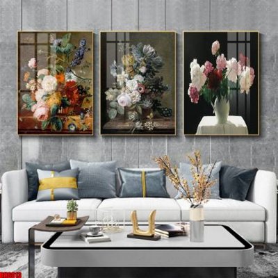 File gốc in tráng gương File tranh bộ 3 bình hoa phong cách cổ điển BH6013 chi tiết