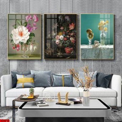 File gốc File tranh bộ 3 bình hoa phong cách cổ điển BH6016 (in tráng gương) sang trọng