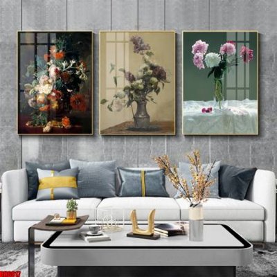 File gốc File tranh bộ 3 bình hoa phong cách cổ điển BH6017 (in 3D) cho trang trí