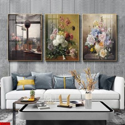 File gốc File tranh bộ 3 bình hoa phong cách cổ điển BH6036 (in lụa) họa tiết 3D