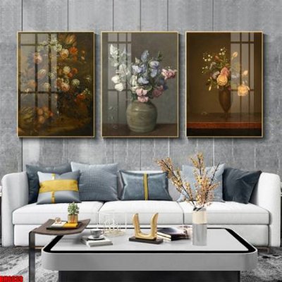 File in lụa File tranh bộ 3 bình hoa phong cách cổ điển BH6039 (phong cảnh) File tranh bộ 3 bình hoa phong cách cổ điển BH6039