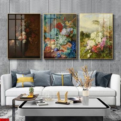 File gốc File tranh bộ 3 bình hoa phong cách cổ điển BH6041 (in lụa) tranh mã đáo