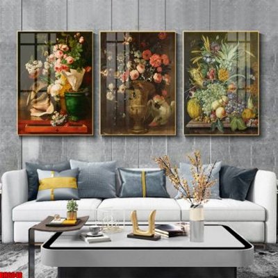 File gốc in mica File tranh bộ 3 bình hoa phong cách cổ điển BH6048 chất lượng