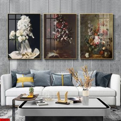 File gốc File tranh bộ 3 bình hoa phong cách cổ điển BH6064 (in tráng gương) hiện đại