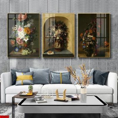 Ảnh mô tả file gốc in mica File tranh bộ 3 bình hoa phong cách cổ điển BH6067