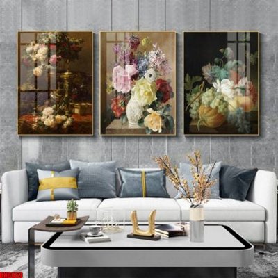 File in lụa File tranh bộ 3 bình hoa phong cách cổ điển BH6069 (hoa văn) File tranh bộ 3 bình hoa phong cách cổ điển BH6069