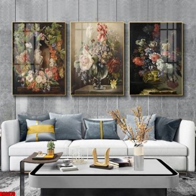 File gốc File tranh bộ 3 bình hoa phong cách cổ điển BH6070 (in lụa) trang trí tường