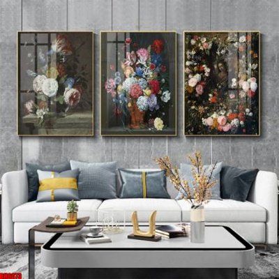 File in ấn File tranh bộ 3 bình hoa phong cách cổ điển BH6073 (bản gốc) chất lượng cao