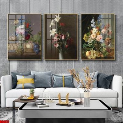 Download file gốc File tranh bộ 3 bình hoa phong cách cổ điển BH6077 (in lụa) hoa lá