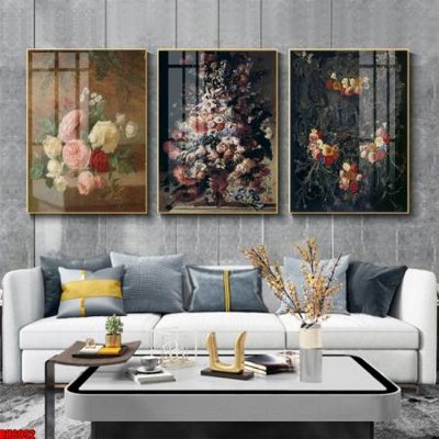 File in trần File tranh bộ 3 bình hoa phong cách cổ điển BH6092 (bản gốc) bầu trời