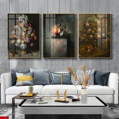 File tranh File tranh bộ 3 bình hoa phong cách cổ điển BH6110 (ảnh gốc) in trần 3D