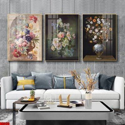 File tranh gốc File tranh bộ 3 bình hoa phong cách cổ điển BH6128 (sắc nét từng chi tiết)