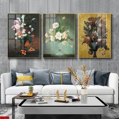 File tranh File tranh bộ 3 bình hoa phong cách cổ điển BH6130 (file gốc) chủ đề phong thủy